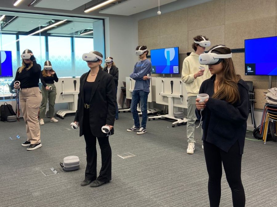 Students testing virtual reality